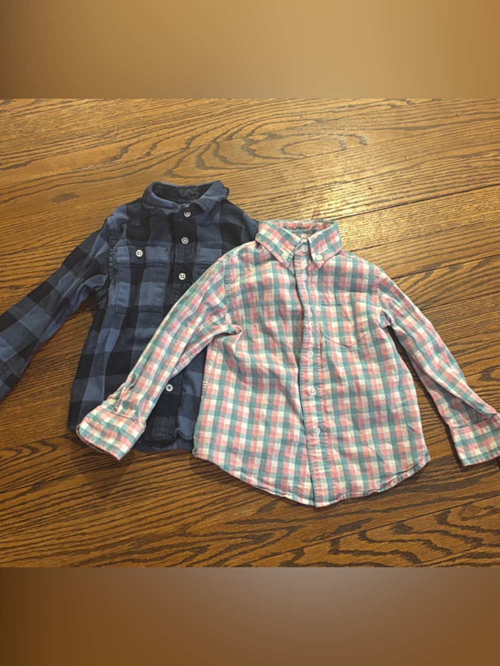 Crewcuts Girls Plaid Button-Down Shirts - Navy & Pink/Aqua